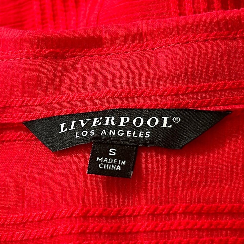 NWT Liverpool Los Angeles Women’s Red Long-Sleeve Collared Blouse S - Picture 4 of 10